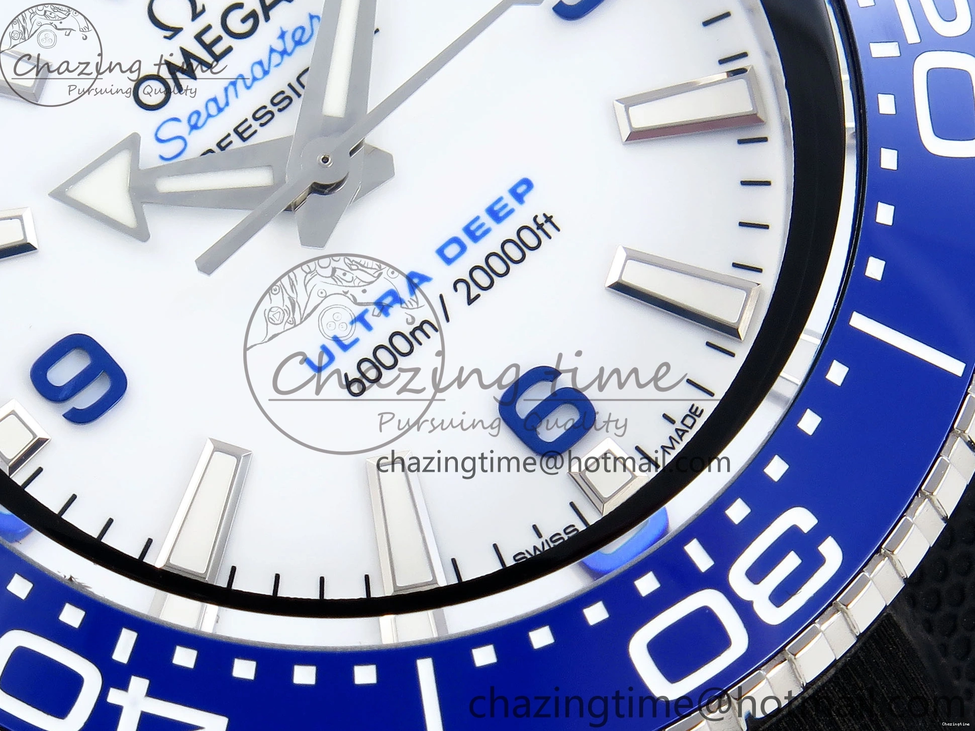 0506 SEAMASTER PLANET OCEAN 6000M ULTRA DEEP 45.5MM SS TF 1:1 BEST EDITION WHITE DIAL BLUE BEZEL ON RUBBER STRAP A SunProtective 7762